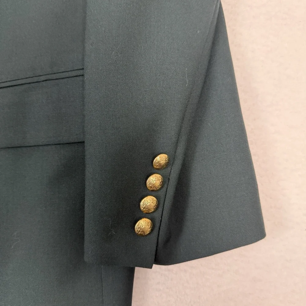 VTG 80s Corbin Platinum Green Blazer Sport Coat GBC Crest Gold Buttons 44L Union